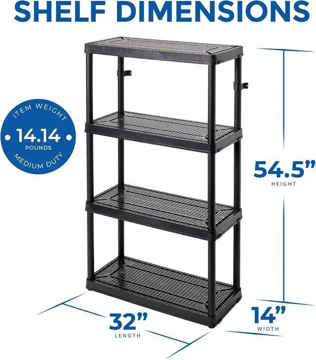 Alt view image 3 of 7 - Gracious Living 2 Pack Storage Rack, 4 Shelf Fixed Height Medium Duty Unit, Black
