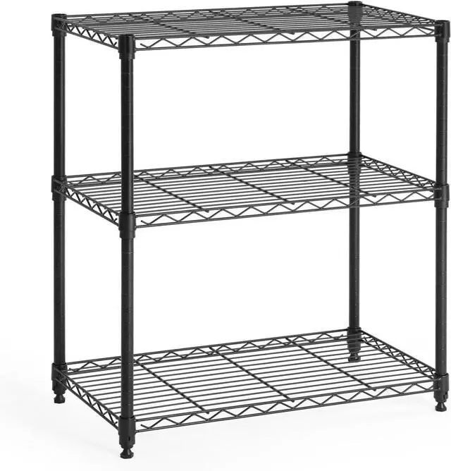 Main image of CAPHAUS 3/4/5-Tier Adjustable Height Wire Shelving Unit, Rack Shelving, Metal Steel Shelves, Garage Organizer, Utility Storage Shelf, 3-Tier Without Wheels, Black