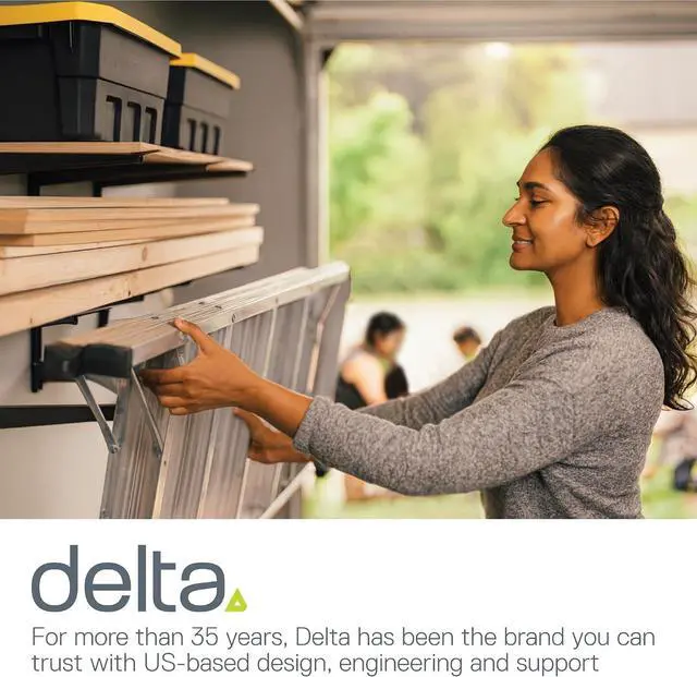 Alt view image 6 of 7 - Delta Heavy Duty Lumber Storage Rack Cycle, Holds Up to 800 lbs - Easy to Install Wood Storage Rack with Fully Adjustable Arms - Steel Construction Storage Solution for Garage, Basement & Pantry