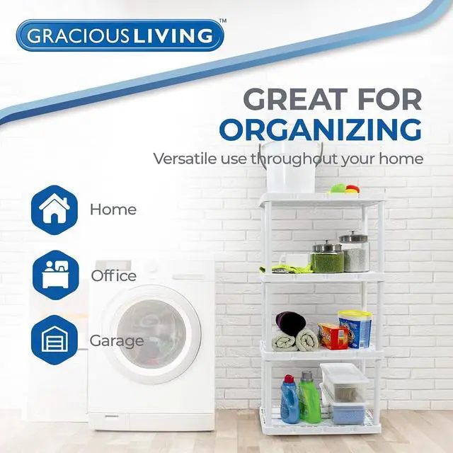 Alt view image 5 of 7 - Gracious Living XL Heavy-Duty Storage Shelves, Knect-A-Shelf 4-Shelf Ventilated Storage Shelving Rack for Home Organization, Black