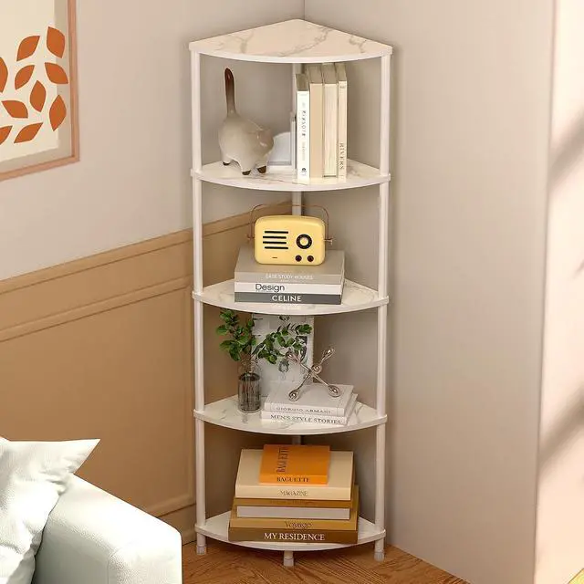 Alt view image 5 of 7 - 5 Tier Corner Shelf Stand, 44.1", Marble White
