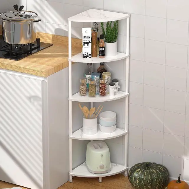 Alt view image 6 of 7 - 5 Tier Corner Shelf Stand, 44.1", Marble White