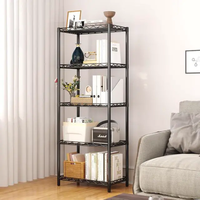 Alt view image 7 of 7 - HOMEFORT 5-Tier Wire Shelving 5 Shelves Unit Metal Storage Rack Durable Organizer Perfect for Pantry Closet Kitchen Laundry Organization in Black
