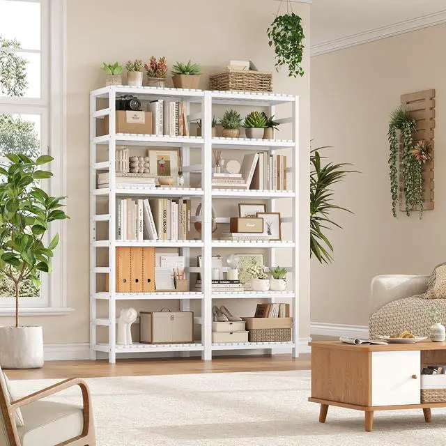Alt view image 2 of 7 - FOTOSOK 6-Tier Bamboo Shelf with Adjustable Shelves, Bamboo Kitchen Cabinet