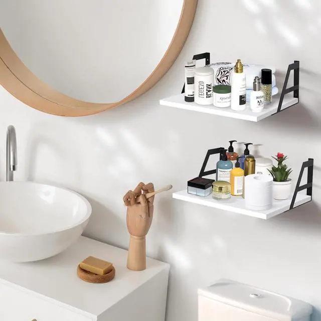 Alt view image 4 of 7 - Tectocker-DOU 2 Pc Deep Floating Wall Shelves, Heavy Duty, 15.7×11.8, White