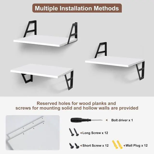Alt view image 6 of 7 - Tectocker-DOU 2 Pc Deep Floating Wall Shelves, Heavy Duty, 15.7×11.8, White