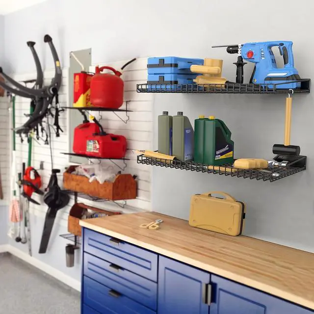Alt view image 2 of 7 - WALMANN 2-Pack Garage Wall Shelf, 23.5" x 12" Wall Mounted Storage Shelves
