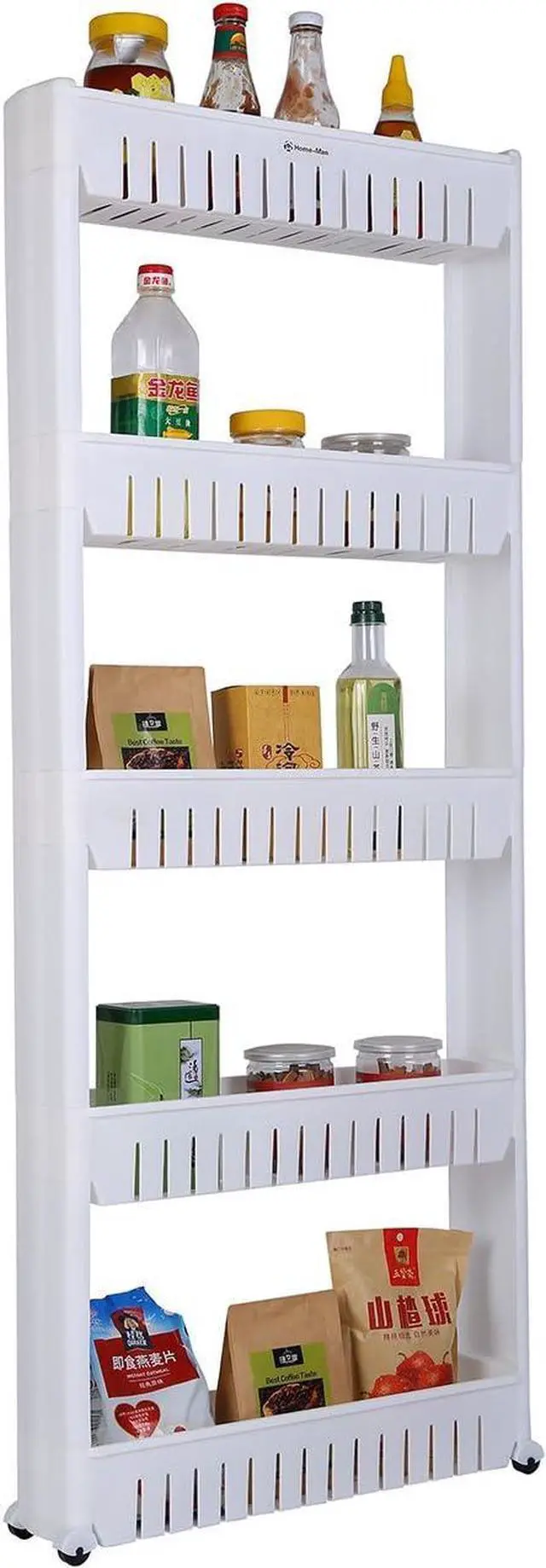 Main image of Laundry Room Organizer, Mobile Shelving Unit Organizer with 5 Large Storage Baskets, Gap Storage Slim Slide Out Pantry Storage Rack for Narrow Spaces