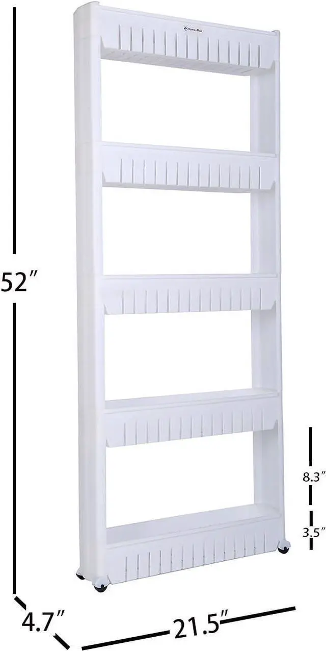 Alt view image 3 of 7 - Laundry Room Organizer, Mobile Shelving Unit Organizer with 5 Large Storage Baskets, Gap Storage Slim Slide Out Pantry Storage Rack for Narrow Spaces