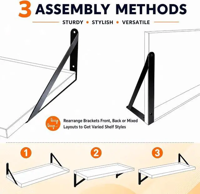Alt view image 6 of 7 - SAUMONIER Floating Shelves Bookshelf for Bedroom Bathroom Living Room Wood Wall Mounted Wide Deep Storage, White Painted 24 Inch Shelves Set of 2