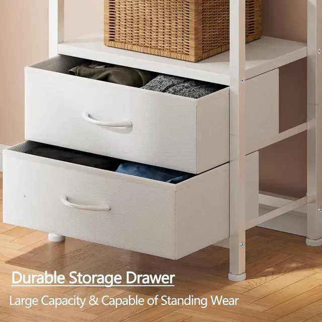 Alt view image 6 of 7 - Furnulem 5-Tier Corner Shelf,Tall Narrow Bookshelf with Drawers,White