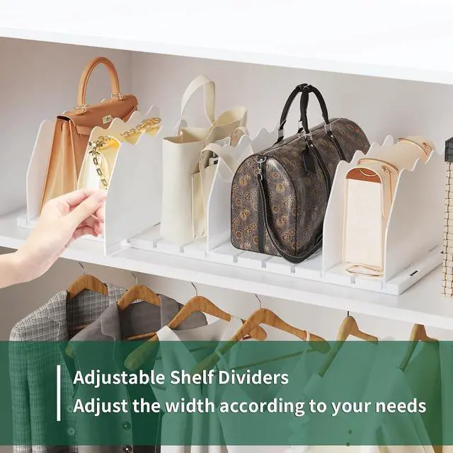 Alt view image 4 of 7 - SPACEKEEPER Shelf Divider for Closet, Adjustable Purse Organizers, White