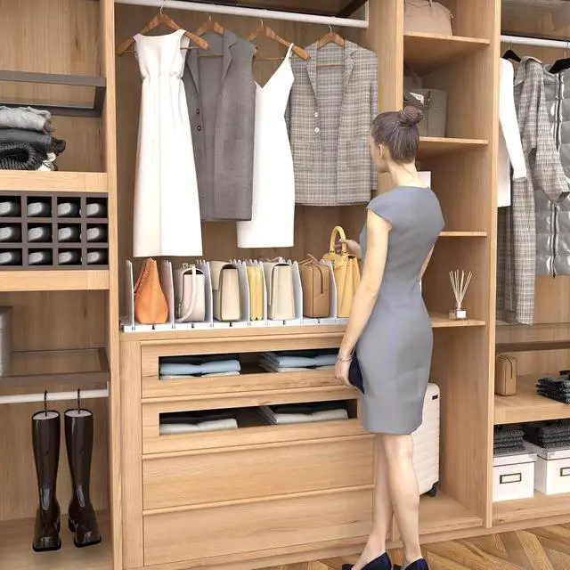 Alt view image 6 of 7 - SPACEKEEPER Shelf Divider for Closet, Adjustable Purse Organizers, White
