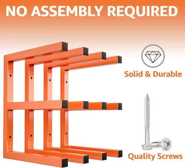 Alt view image 3 of 7 - YYR Wood Organizer and Lumber Storage Rack Wall Mount, Heavy Duty Metal Shelf with 6-Level Holds Up 1200 LBS, Indoor & Outdoor Use - Orange