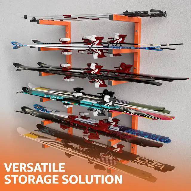 Alt view image 7 of 7 - YYR Wood Organizer and Lumber Storage Rack Wall Mount, Heavy Duty Metal Shelf with 6-Level Holds Up 1200 LBS, Indoor & Outdoor Use - Orange