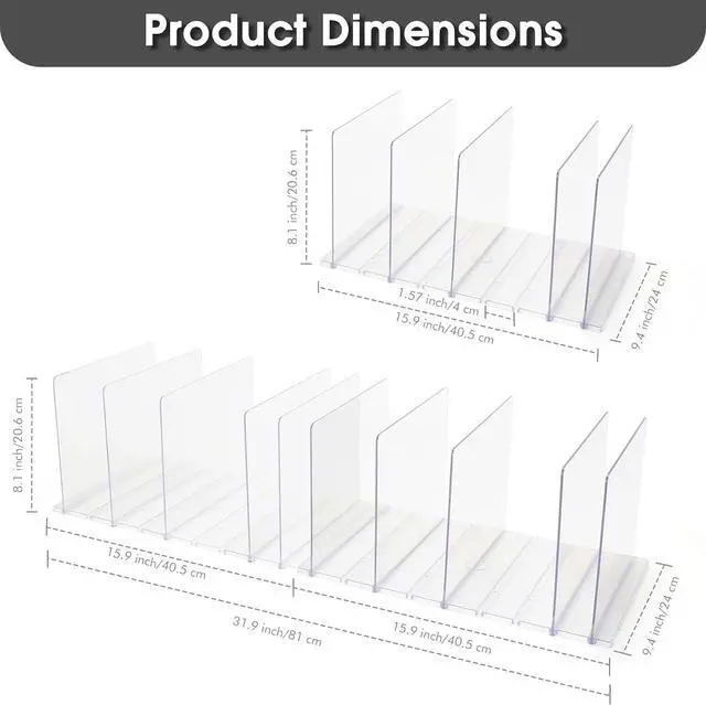 Alt view image 2 of 7 - Purse Organizer for Closet, Clear Acrylic Handbag Storage Organizer, Adjustable Shelf Divider for Closet Organization, Detachable Clutch Bag Separators Dividers Rack for Bedroom Bathroom Office