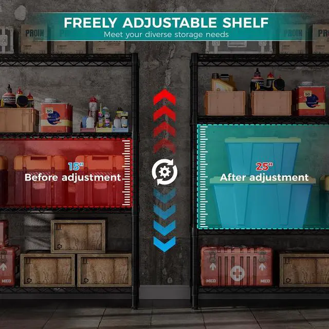 Alt view image 3 of 7 - SINGAYE 4 Shelves Adjustable Shelf Heavy Duty Wire Storage Shelving Metal