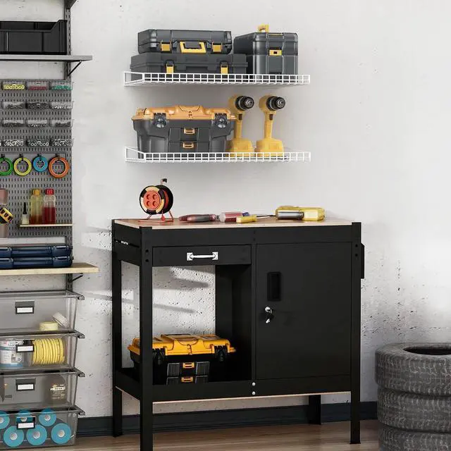 Alt view image 7 of 7 - Ultrawall Wall Mounted Storage Shelf for Garage, 2 Pack Metal Shelf Rack
