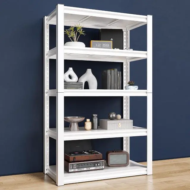 Main image of Raybee Storage Shelves, 2000LBS Garage Shelving,White Metal Shelves, 5 Tier Adjustable Heavy Duty Shelving for Pantry Kitchen Closet Basement Warehouse 16.5" D x 32" W x 63" H