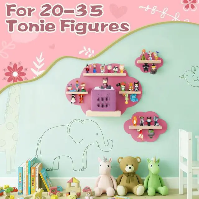 Alt view image 3 of 7 - for TonieBox and for Tonie Shelf Cloud, Tonies Storage for 20-35 Tonie Figures Characters, Floating Shelves Magnetic Wall Shelf for Children Play Room, Charging Station, Pink(3 Pcs)