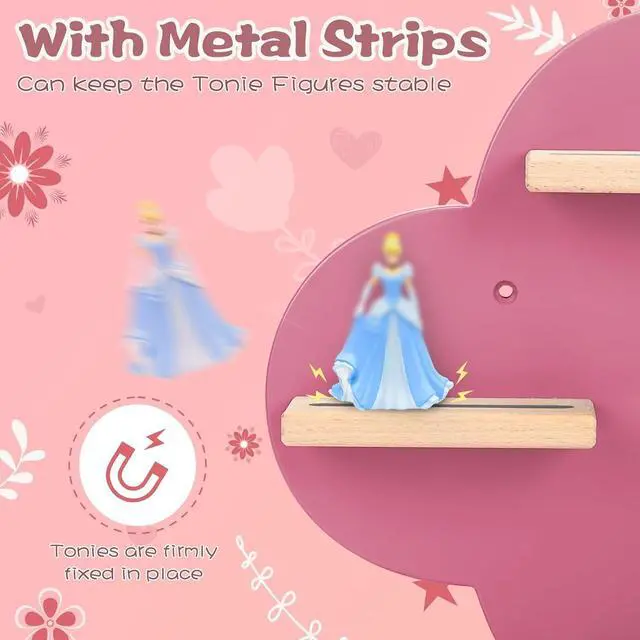 Alt view image 5 of 7 - for TonieBox and for Tonie Shelf Cloud, Tonies Storage for 20-35 Tonie Figures Characters, Floating Shelves Magnetic Wall Shelf for Children Play Room, Charging Station, Pink(3 Pcs)