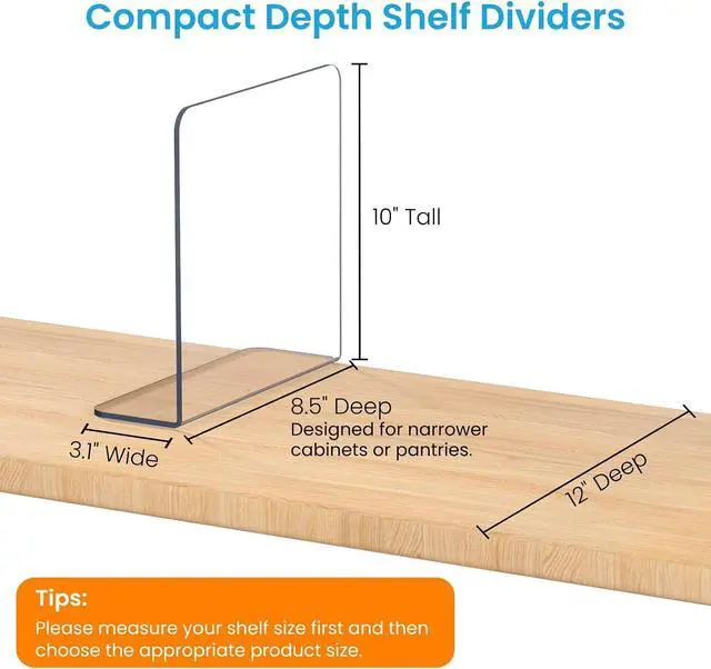 Alt view image 2 of 7 - OKPOW Shelf Dividers for Closet Organization: 12 Pack Durable Clear Acrylic Divider Organizer for Shelves - Vertical Adjustable Shelving Separators for Clothing Purse