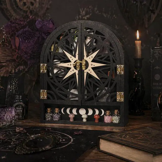 Alt view image 2 of 7 - Crystal Shelf for Wall, Gothic Display Cabinet, Goth Witchy Wall Decor