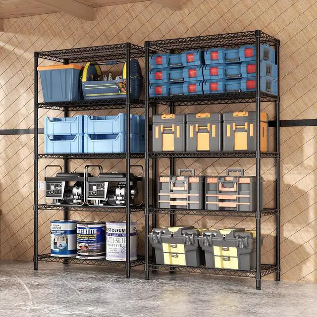 Alt view image 2 of 7 - SINGAYE 5 Shelves Adjustable Shelf Heavy Duty Wire Storage Shelving Metal