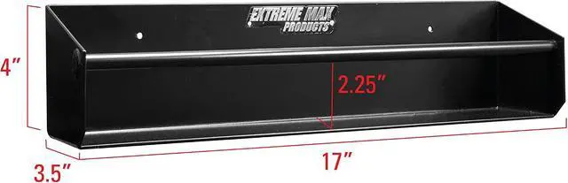 Alt view image 6 of 6 - Extreme Max 5001.6137 Wall-Mount Aluminum Tie-Down Hanger Storage Rack Shelf for Enclosed Race Trailer, Shop, Garage, Storage - Black