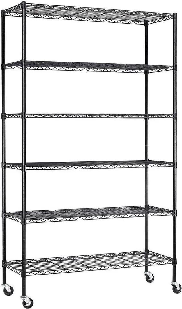 Main image of FDW Wire Shelving Unit with Wheels Steel 6 Tier Heavy Duty Layer Rack Storage Metal Shelf Garage Organizer Wire Rack Shelving Adjustable Utility 2100 LBS Capacity-18x48x82 inch (Black)