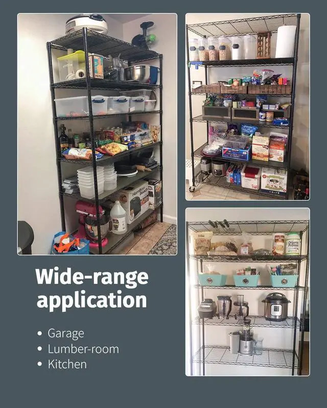 Alt view image 4 of 7 - FDW Wire Shelving Unit with Wheels Steel 6 Tier Heavy Duty Layer Rack Storage Metal Shelf Garage Organizer Wire Rack Shelving Adjustable Utility 2100 LBS Capacity-18x48x82 inch (Black)