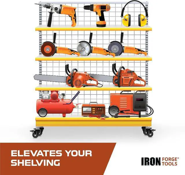 Alt view image 6 of 7 - Iron Forge Tools Rolling Storage Rack Caster Wheels, Set of 4-3 Inch