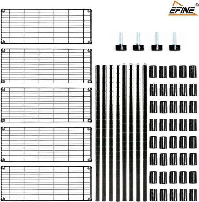 Alt view image 7 of 7 - EFINE 5-Shelf Shelving Unit with Shelf Liners Set of 5, NSF Certified, Adjustable Heavy Duty Metal Wire Shelves, 350lbs Loading Capacity Per Shelf, Storage Rack(36W x 14D x 72H) Pole Diameter 1 Inch