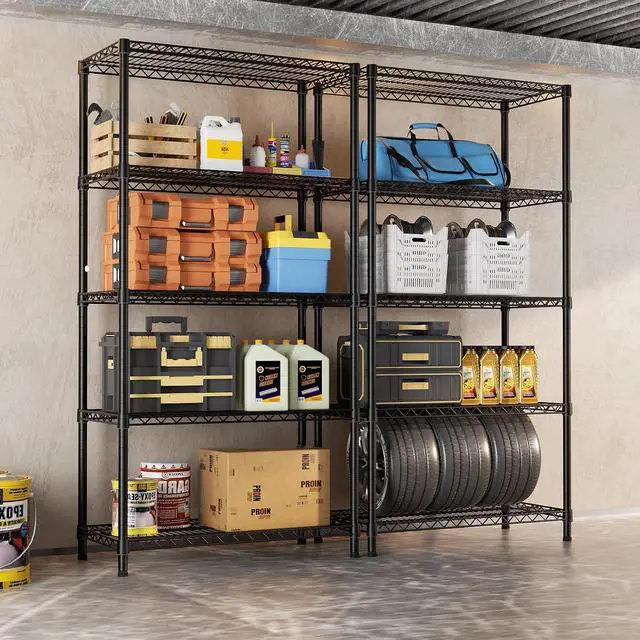 Alt view image 7 of 7 - SINGAYE 5 Shelves Adjustable Shelf Heavy Duty Wire Storage Shelving Metal