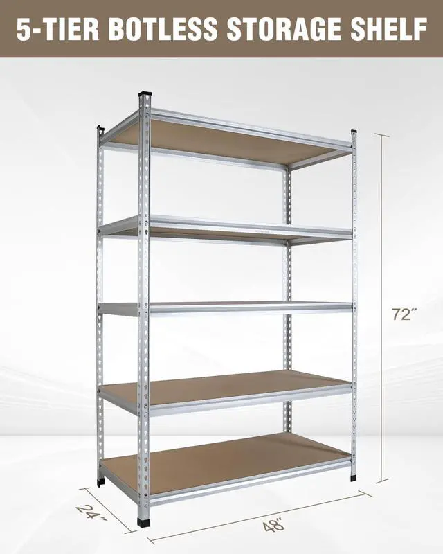 Alt view image 3 of 7 - WORKPRO 5-Tier Shelving, 48W x 24D x 72H, 2750LBS Capacity