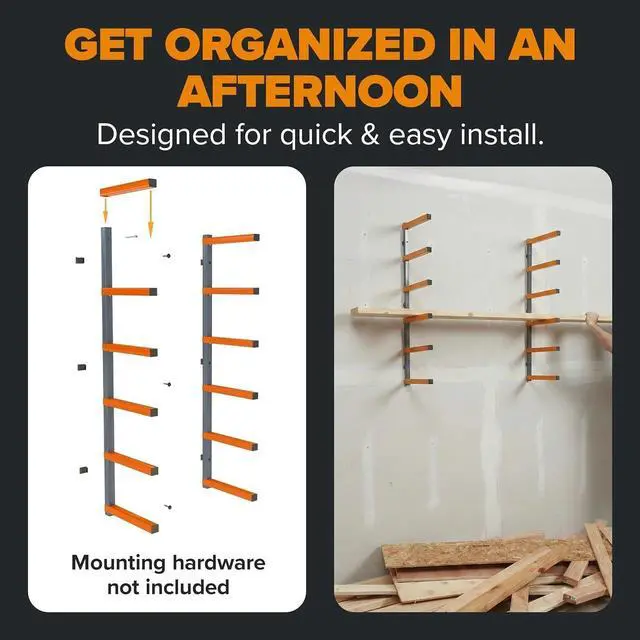 Alt view image 3 of 7 - BORA Wood Rack, 6-Level Wall Mount Lumber Storage Rack for Wood Storage