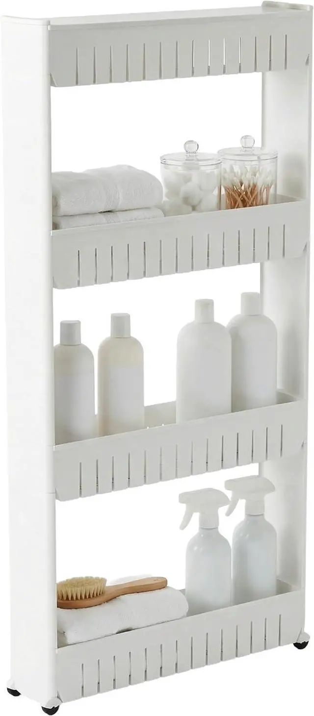 Main image of Lavish Home 4-Tier Storage Organizer Rack, 21.5x5x40 White Spice Rack
