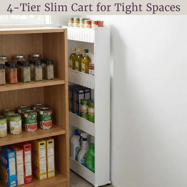 Alt view image 5 of 7 - Lavish Home 4-Tier Storage Organizer Rack, 21.5x5x40 White Spice Rack