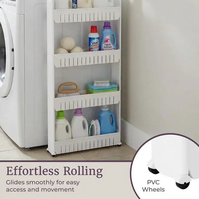 Alt view image 6 of 7 - Lavish Home 4-Tier Storage Organizer Rack, 21.5x5x40 White Spice Rack
