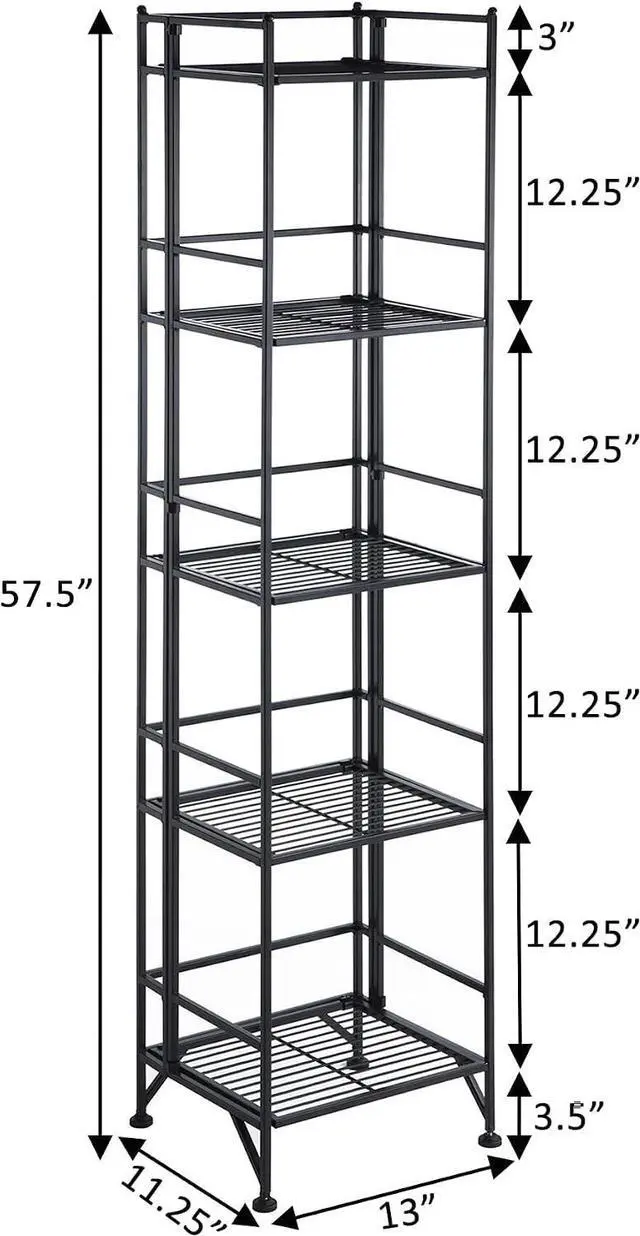 Alt view image 3 of 5 - Convenience Concepts Xtra Storage Shelves - 5-Tier Folding Metal Storage Shelves, Closet Organizer for Office, Laundry Room, Bedroom, Garage, Kitchen, Bathroom, Black