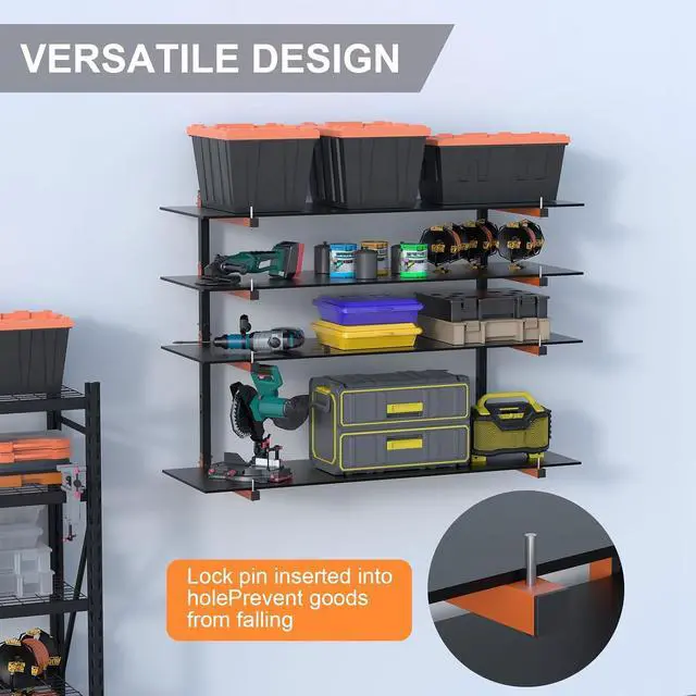 Alt view image 4 of 7 - Lumber Storage Rack Wall Mount, Foldable 8-Level Wood Storage Rack