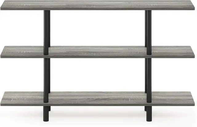 Alt view image 7 of 7 - Furinno Turn-N-Tube 3-Tier Wide Display Shelf, French Oak Grey/Black