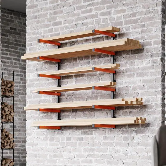 Alt view image 3 of 7 - ECOTRIC Lumber Rack Wall Mount Wood Organizer Lumber Organizer - Heavy Duty