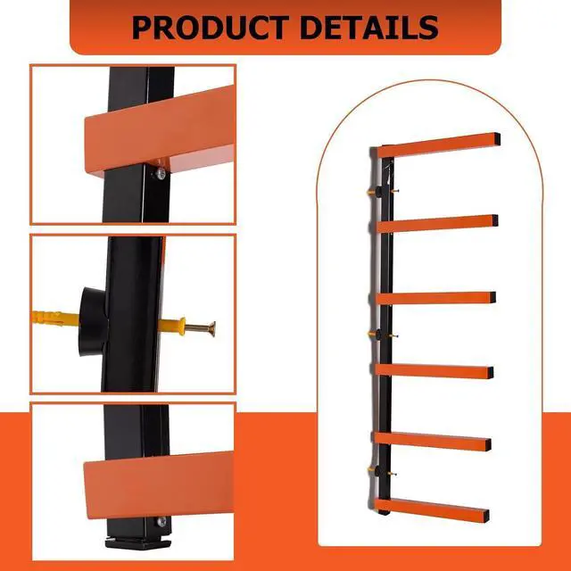 Alt view image 5 of 7 - ECOTRIC Lumber Rack Wall Mount Wood Organizer Lumber Organizer - Heavy Duty