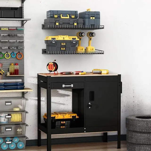 Alt view image 7 of 7 - Ultrawall Wall Mounted Storage Shelf for Garage, 2 Pack Metal Shelf Rack