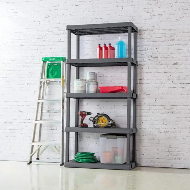 Alt view image 7 of 7 - Sterilite 5 Shelf Unit, Heavy-Duty Plastic Utility Storage Rack, 4-Pack