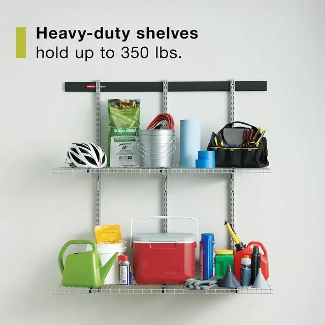 Alt view image 6 of 7 - Rubbermaid Fasttrack Rail Storage 36"x12" 3-Shelf Kit, 350 lbs. Per Shelf, for Home/Garage/Shed/Workshop Organization