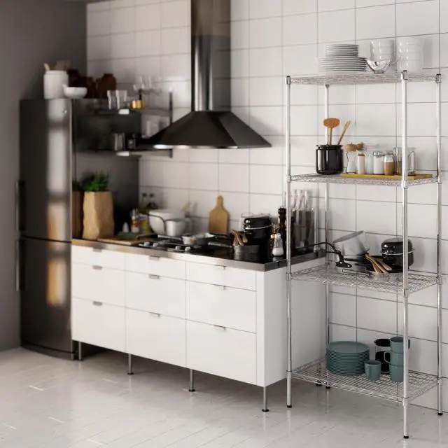 Alt view image 6 of 7 - 18" Deep x 30" Wide x 74" High 4 Tier Chrome Wire Shelving Kit | NSF Commercial Storage Rack Unit