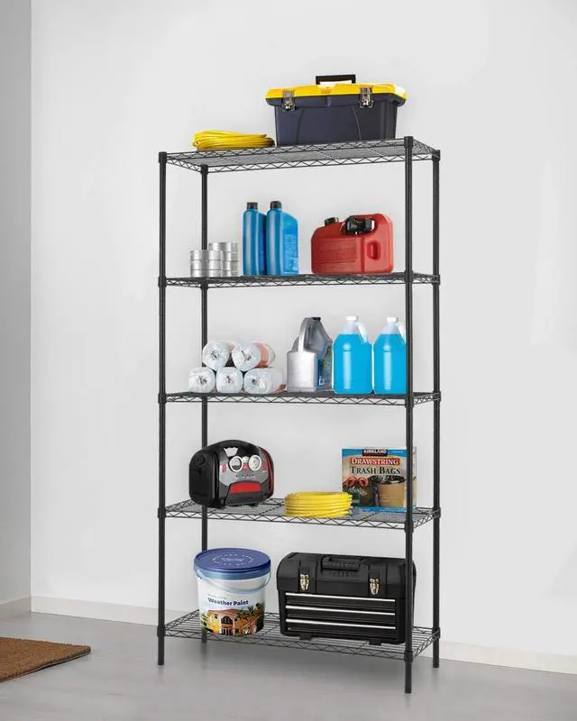 Alt view image 2 of 7 - FDW 14" D x 36" W x 72" H 5-Shelf Wire Shelving Adjustable Metal Shelf Large Storage Shelves Heavy Duty Height Commercial Grade Steel Layer Shelf 1250 LBS Capacity,Black