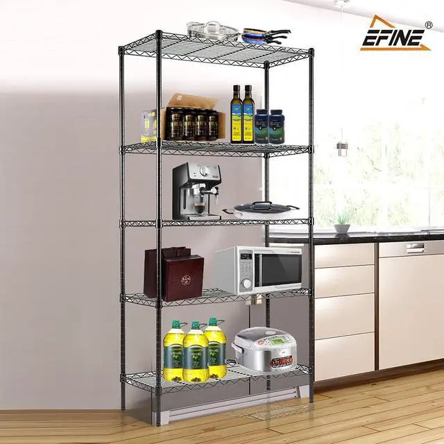 Alt view image 2 of 7 - Catalina Creations EFINE 5-Shelf Shelving Unit with Shelf Liners Set of 5, Adjustable Storage Rack, Steel Wire Shelves, Shelving Units and Storage for Kitchen and Garage (35.5W X 15.8D X 71H)